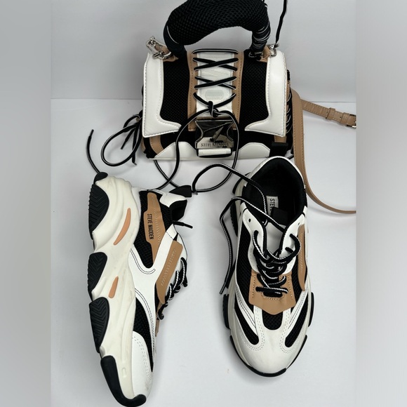 Steve Madden Diego bag and sneakers  set sz 8.5, black and brown bag and shoes - Picture 16 of 16